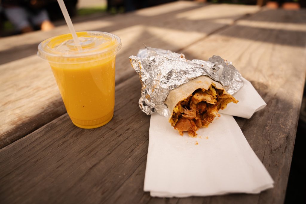 Dia De Los Tacos’ chicken burrito bowl. Photographed by Cathryn Kuczynski/BruinLife.