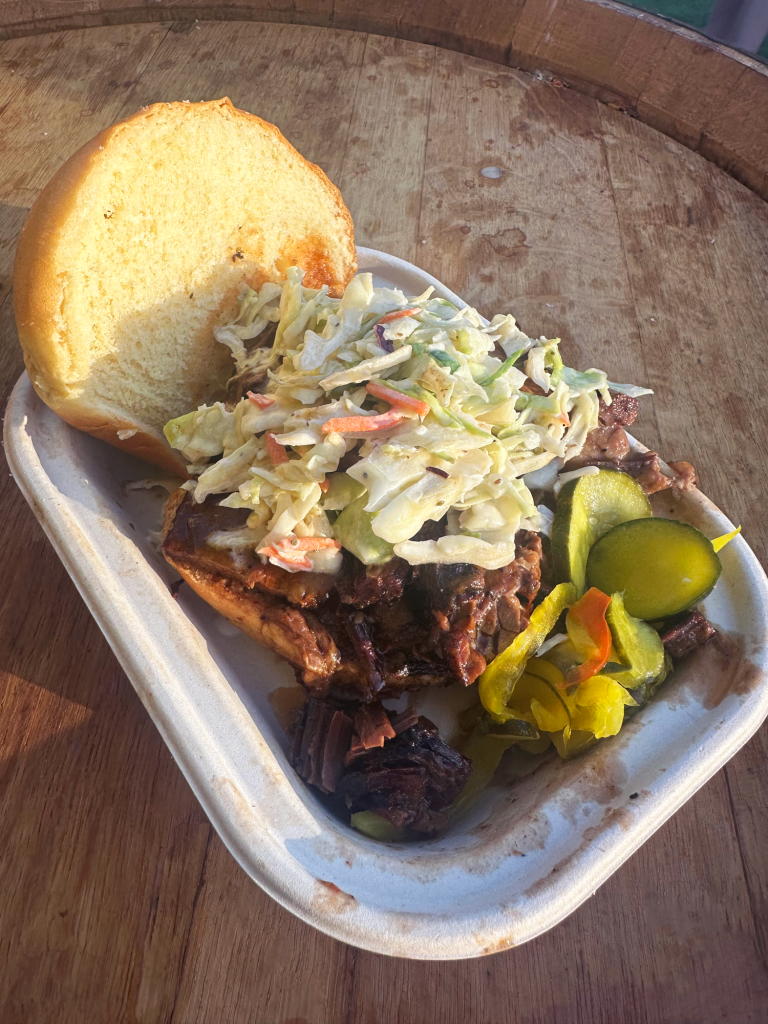 Mustards Grill's Slow Smoked American Wagyu Beef Brisket Sandwich. Photographed by Gavin Meichelbock/BruinLife.