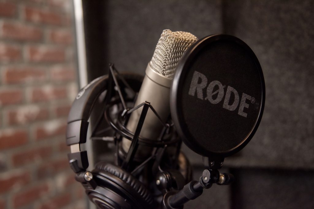 A sound-proof recording booth sits in a corner of the lab room. If a question arises, the UCLA Residential Life staff is just a room away for support with equipment. Photographed by Julia Gu/BruinLife