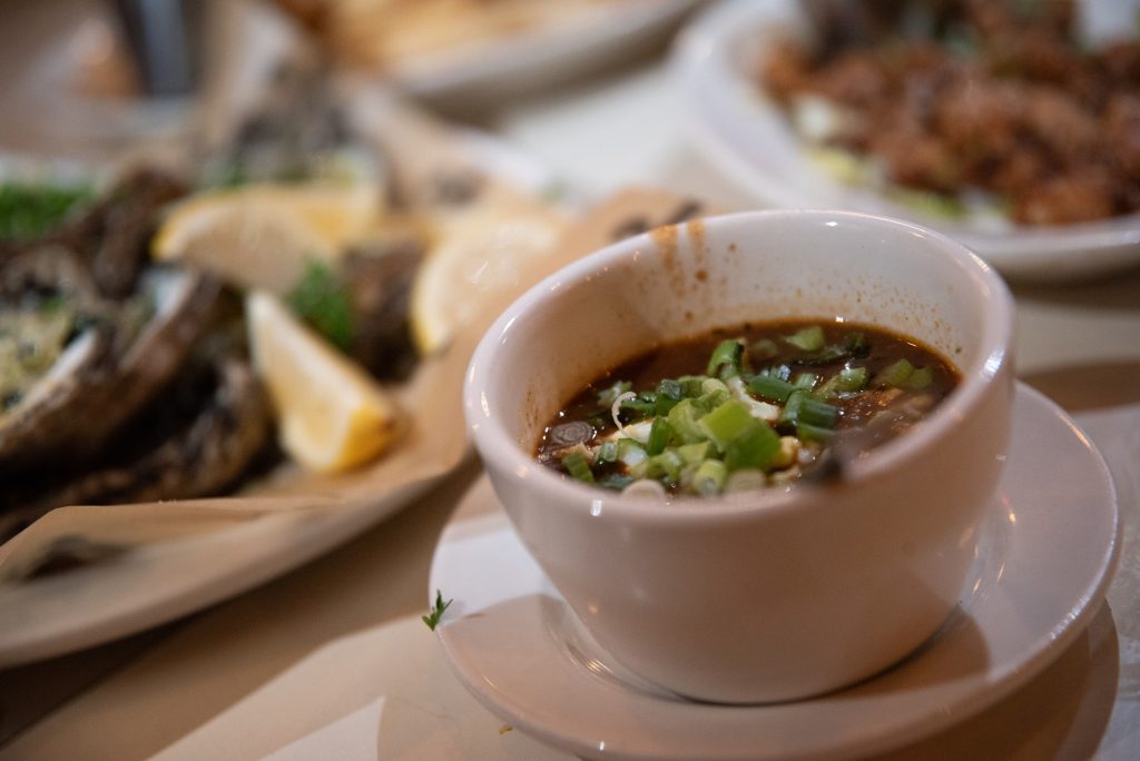 The turtle soup at Felix's seems to slip by unnoticed amongst the more powerful meals in this procession of courses. Photographed by Finn Martin/BruinLife.