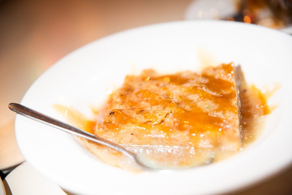The New Orleans Bread Pudding carries hints of cinnamon that make this dessert a special conclusion to your meal. Photographed by Finn Martin/BruinLife.