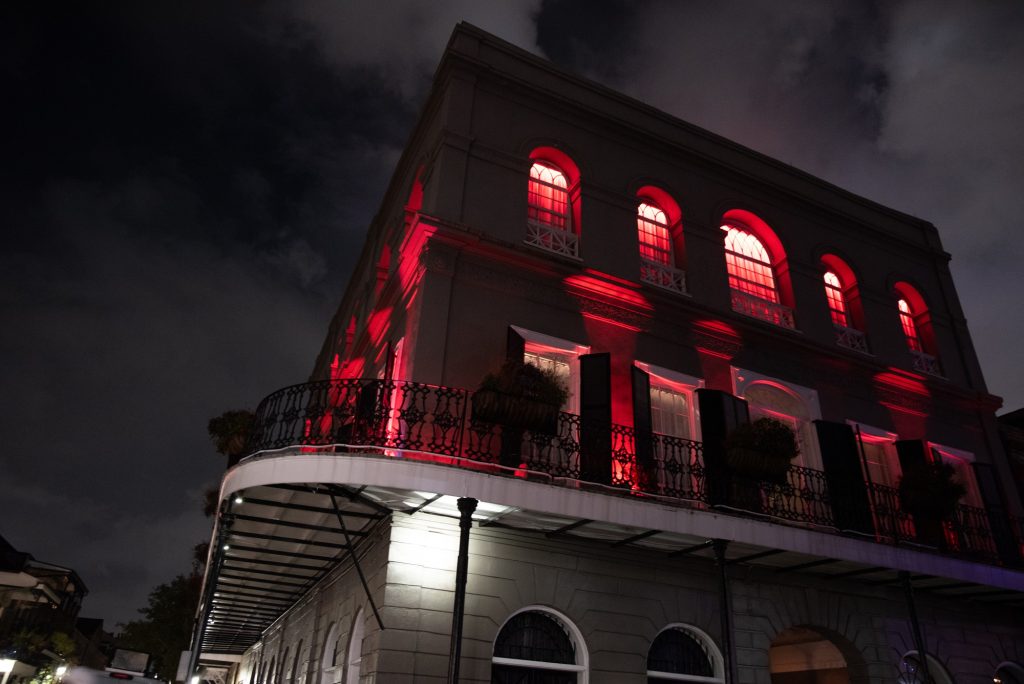 The home of Madame Delphine still stands today unowned and as a haunting reminder of a dark corner in this city's history. Where the balcony begins lays hidden the infamous floor and a half. Photographed by Finn Martin/BruinLife.