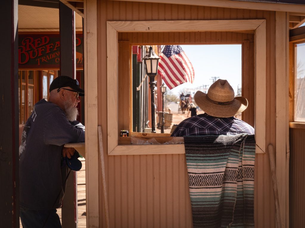 Book a ride on a stagecoach guided tour at any of these street boxes. The ride will take you through the town's dirt roads and back into its past. Photographed by Finn Martin/BruinLife.