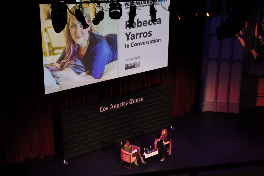 Rebecca Yarros and Rachel Howzell Hall discuss the creative process behind the "Fourth Wing" series. Photo by Gavin Meichelbock.