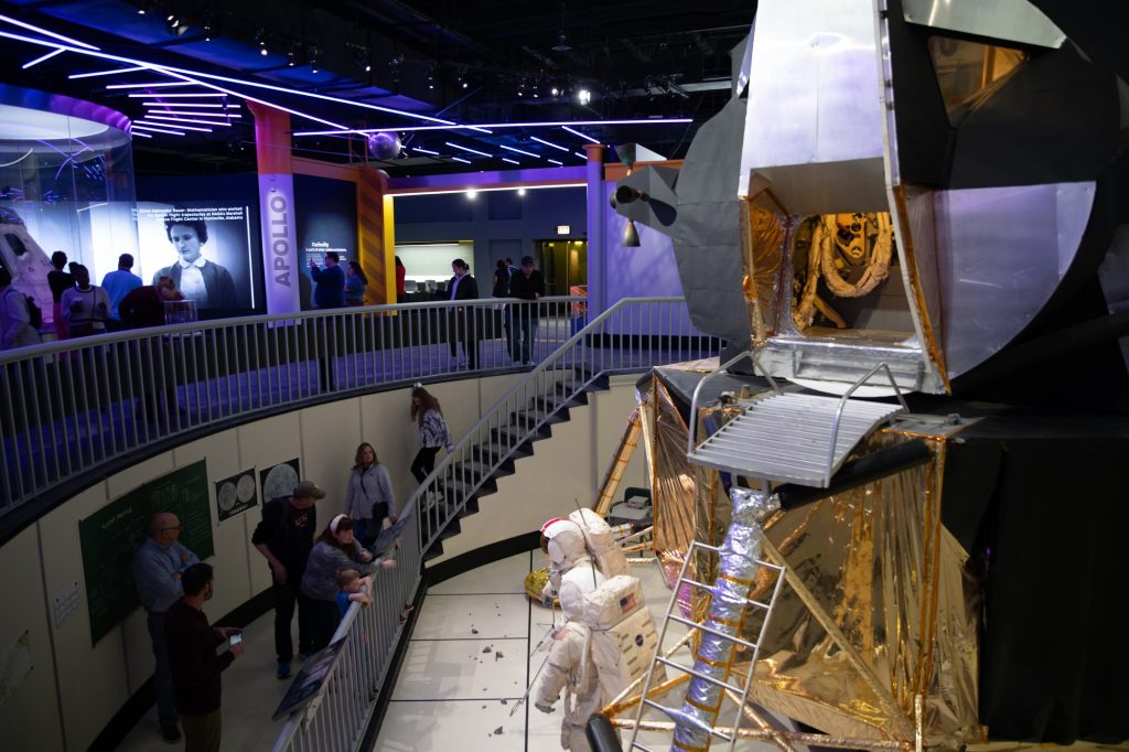A replica lunar lander on display. Photographed by Finn Martin/BruinLife.