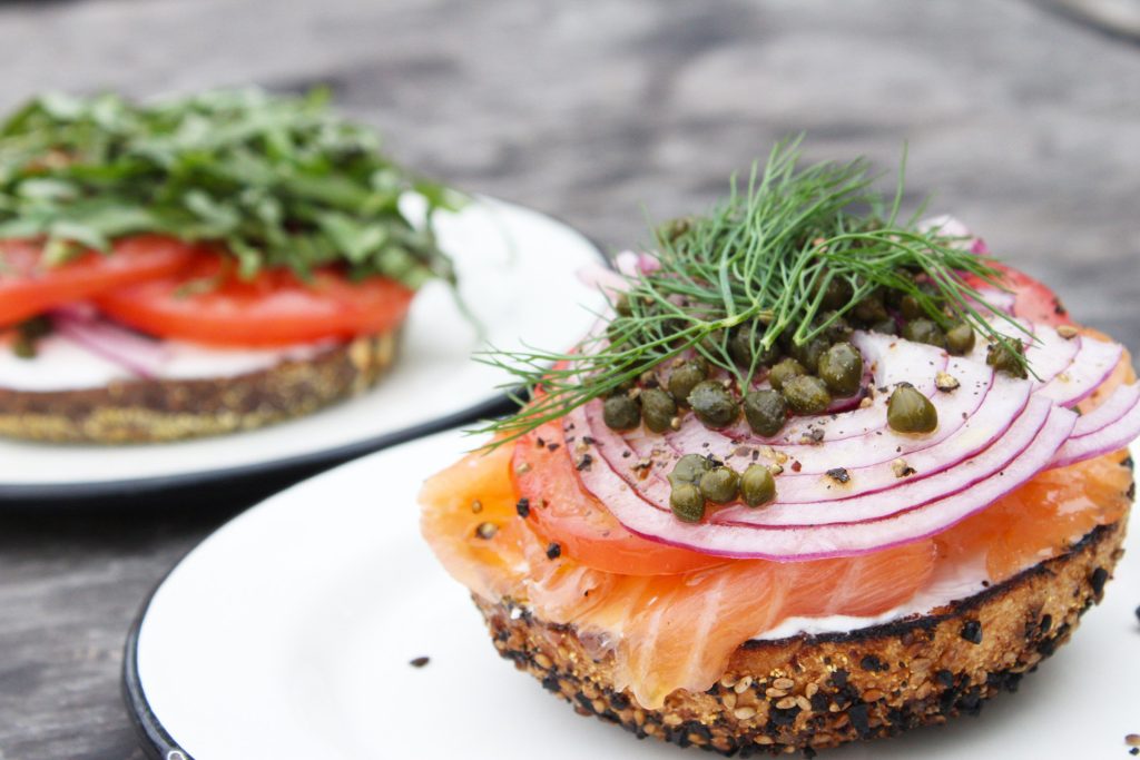 Paper-thin gravlax, thick tomatoes, salty capers, crisp red onions and fresh dill crown the king of breakfast options -- the everything bagel.