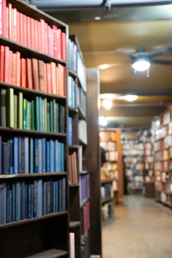 The Last Bookstore sorts its decorative books by color. Photographed by Julia Gu/BruinLife.