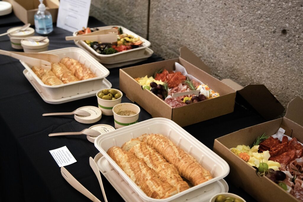 An array of Mediterranean delicacies was offered at the “Philanthropist in Action” Speaker Series. While attendees learned about philanthropy education during the talk, the snack reception before and after the event allowed students to connect with the guest speaker in a more personal setting. Photographed by Aaron Fu / BruinLife.