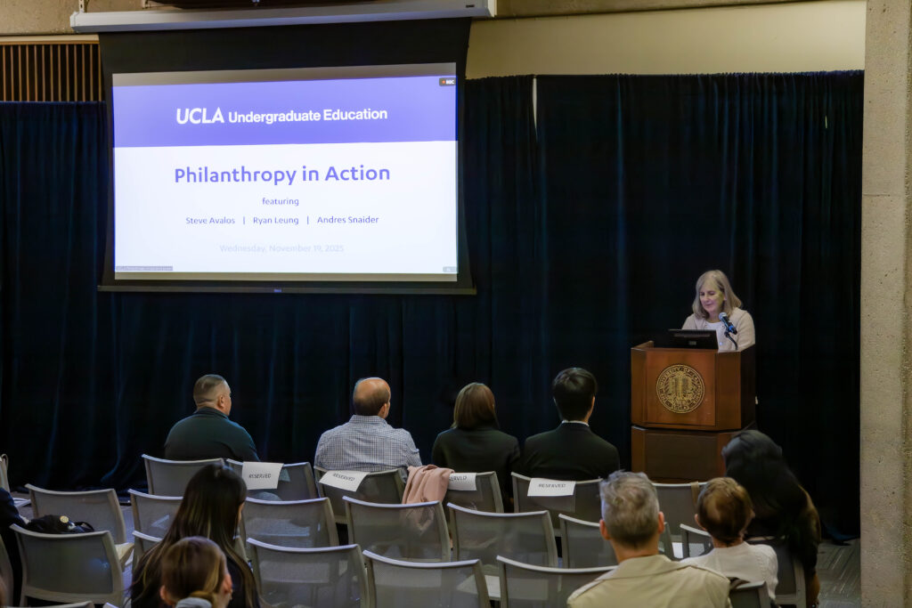 Host and organizer, Dr. Jennifer Lindholm, introducing the speakers at the event.