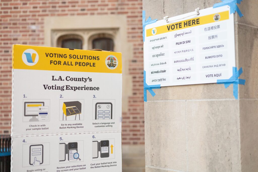 A voting booth was set up at Kerkhoff Grand Salon from Oct. 25 to Nov. 4. Photographed by Sapna Drew/Bruinlife.