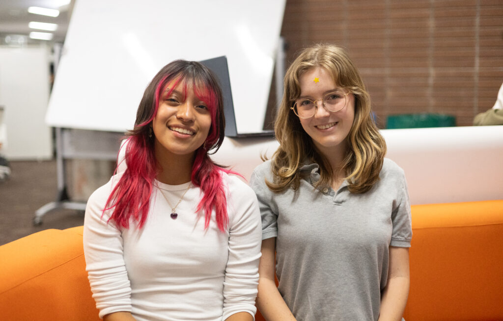 Helen Sanders and Ally Aguirre are both second year students majoring in Math for Teaching, and cofounded Math Education Collective (MEC). Photographed by Sapna Drew/BruinLife.